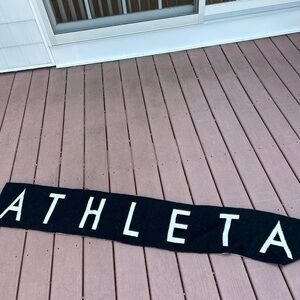 Athleta Scarf Black/White Wool Blend Daily Knit Spell Out Logo - One Size - NWT